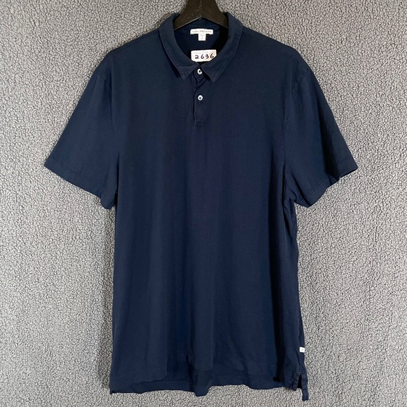 James Perse Sueded Jersey Polo Shirt - Men's Size 4 / XL - Dark Blue - Picture 1 of 10